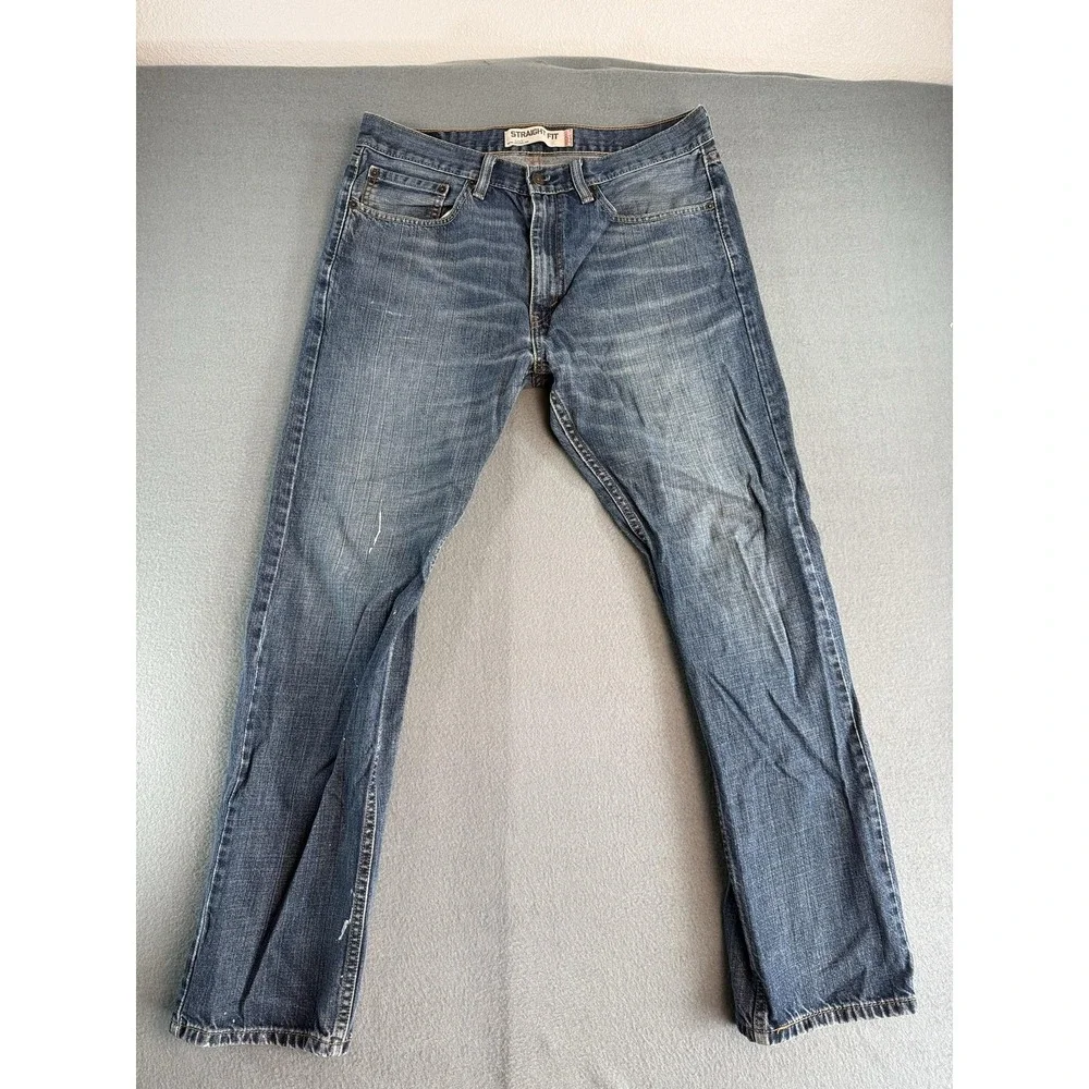 Levi's 505 Jeans Mens 34x31 Medium Wash Blue Regular Straight Denim Distressed